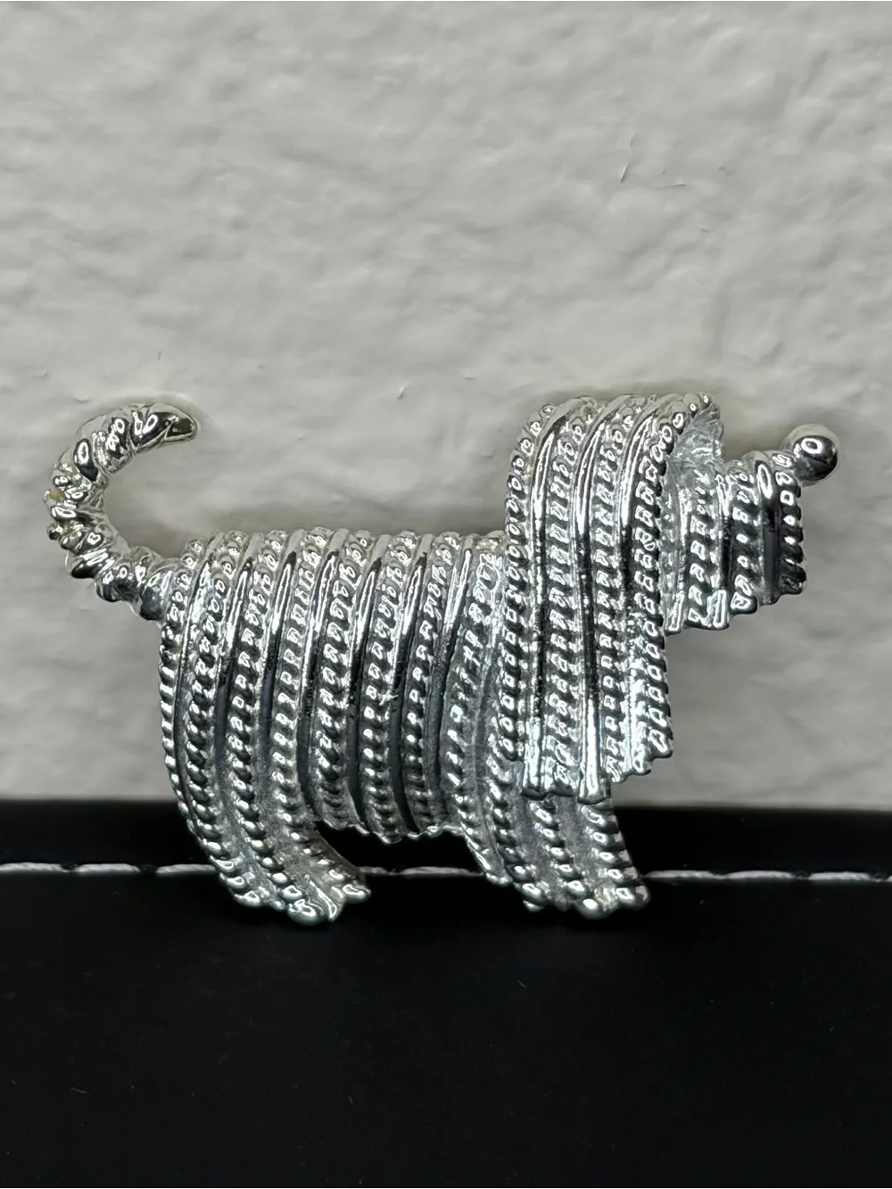 Sarah Coventry Vintage Textured Silver-Tone Dog Brooch Pin